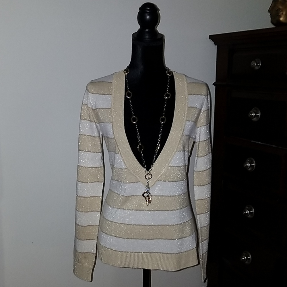 New York & Company Gold Shimmer Sweater